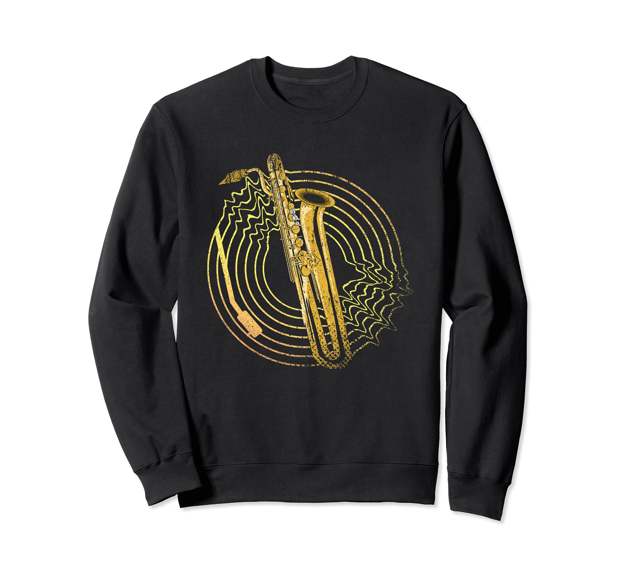 Jazz Musician Saxophonist Musical Instrument Vinyl Saxophone Sweatshirt, Black