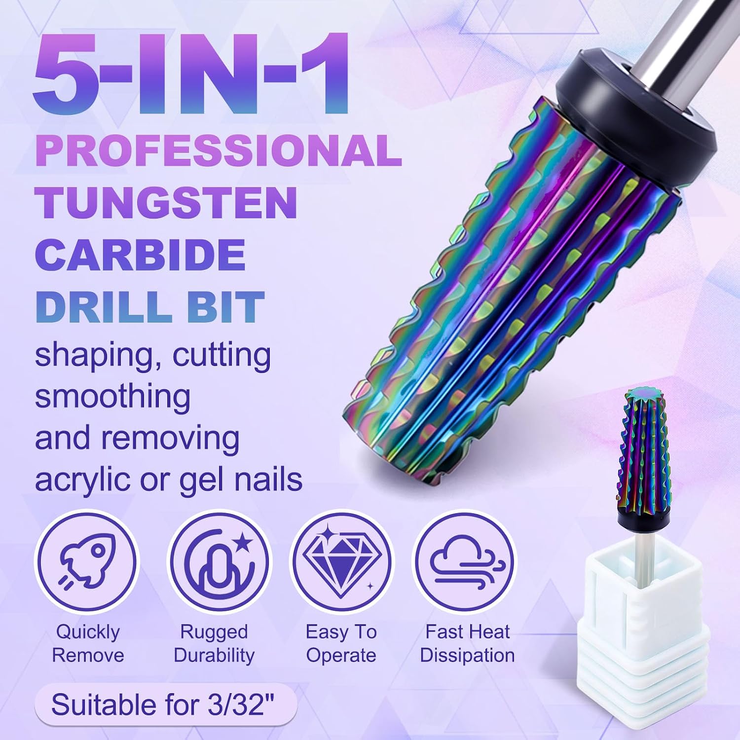 FANTEXY 3/32" Carbide Nail Drill Bit, Extra Coarse - XC image 2