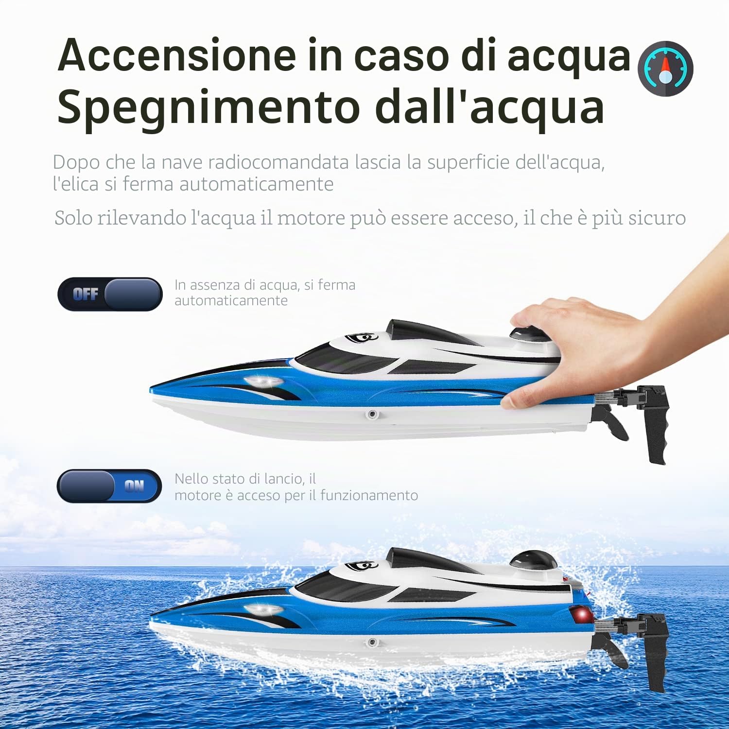 Motoscafo ad alta velocità Telecomando impermeabile Telecomando a bordo Modello di barca Giocattolo Modello di nave elettrica Yacht BLLRC L100 (Blu)