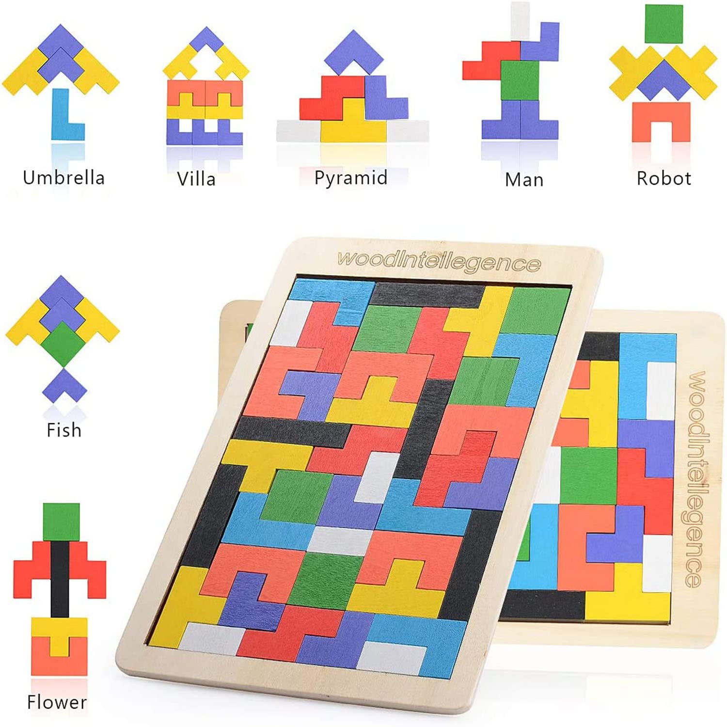 ACOMTUO 3D Tetris Holzpuzzle - Montessori Spielzeug Für Kinder 3-6 Jahre