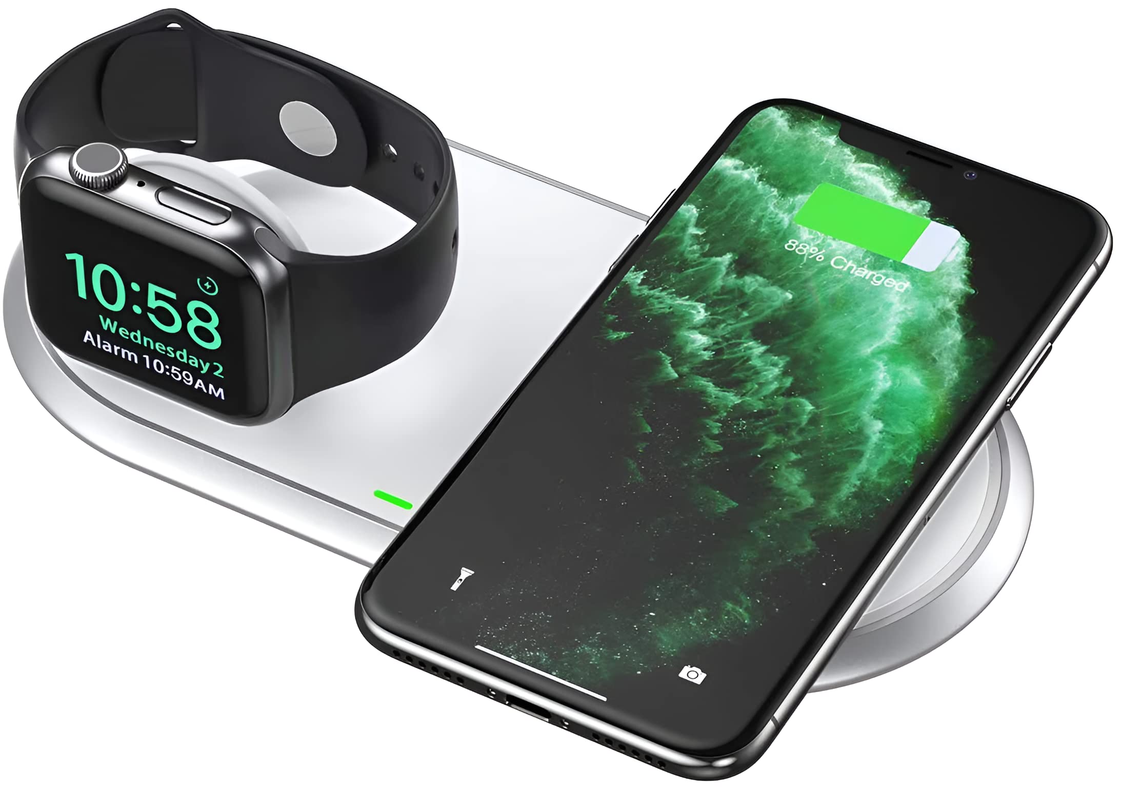 2-in-1 Wireless Charger 15W Fast Charging Pad Compatible with Mag-Safe iPhones 15, 14, 13, 12, 11, X, 8 Series, i-Watch 9/8/7/SE/6/5, White (B0D2TN11CB) Amazon Price History, Amazon Price Tracker