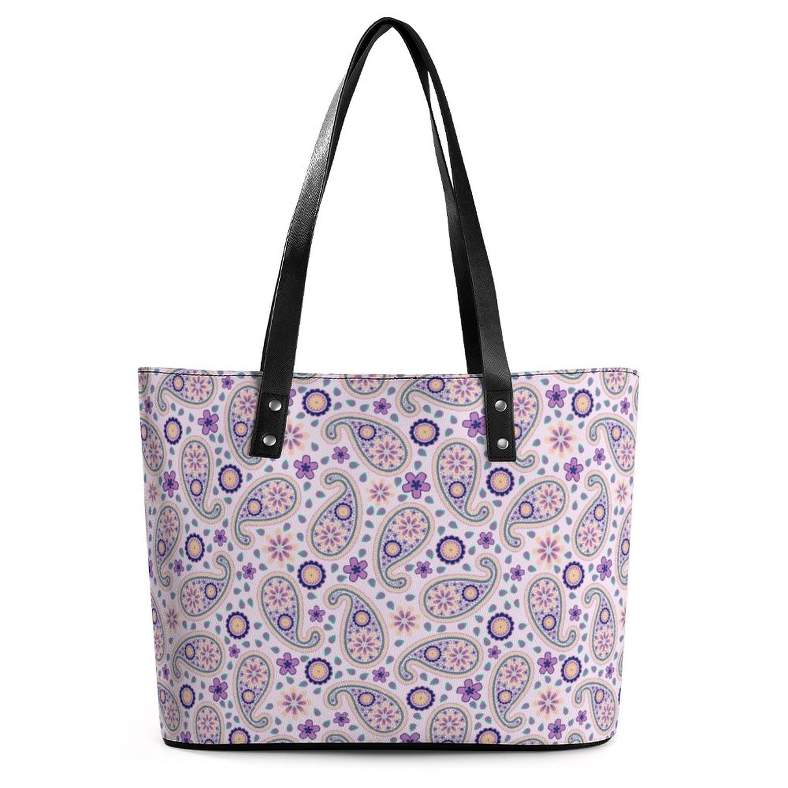 Amazon.co.jp: トートバッグ レディース ペイズリー柄 本革 レザー