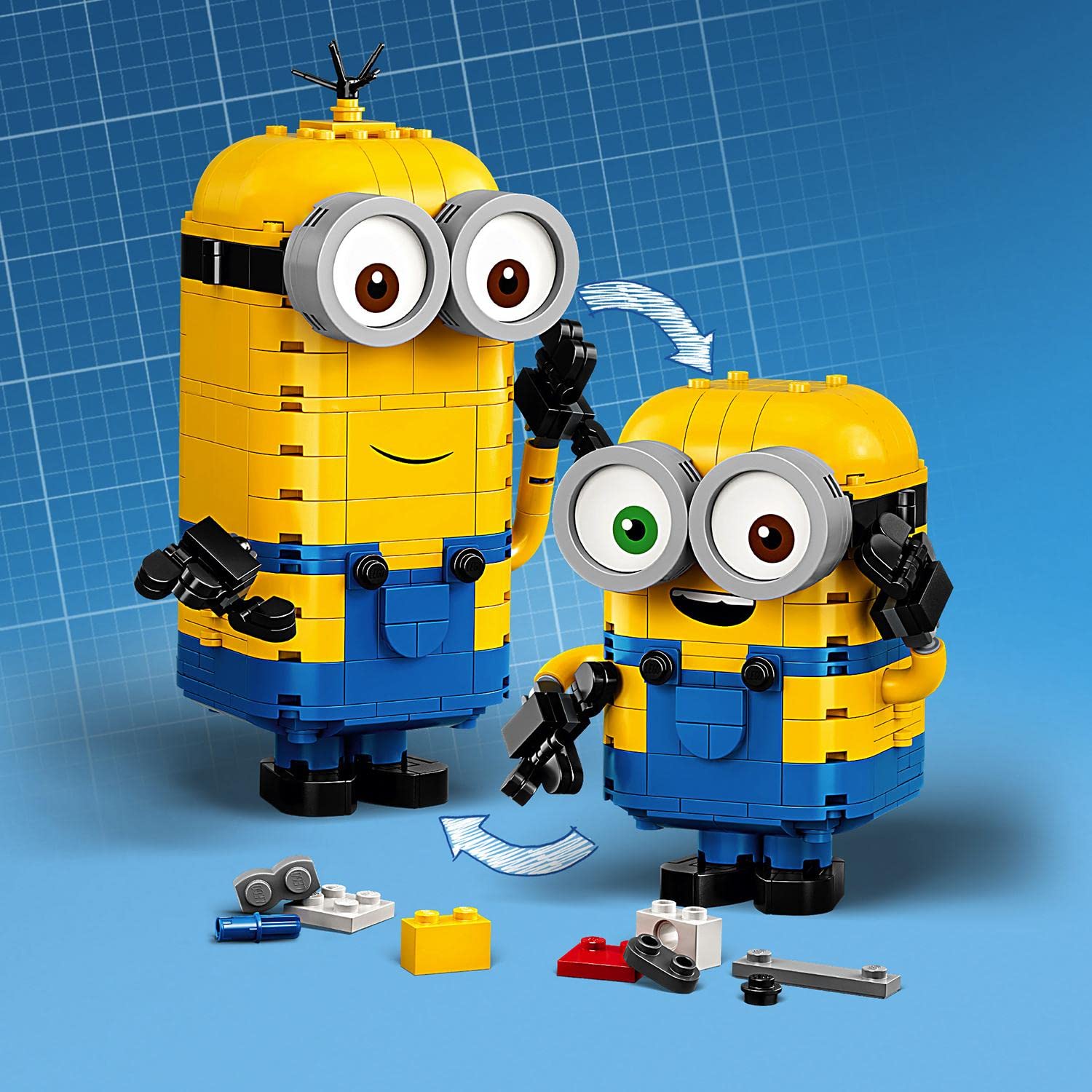 LEGO 75551 Minions Les Maxi-Minions et Leurs Repaires Modèle d'Exposition Comprenant Les Figurines des Minions Stuart, Kevin et Bob