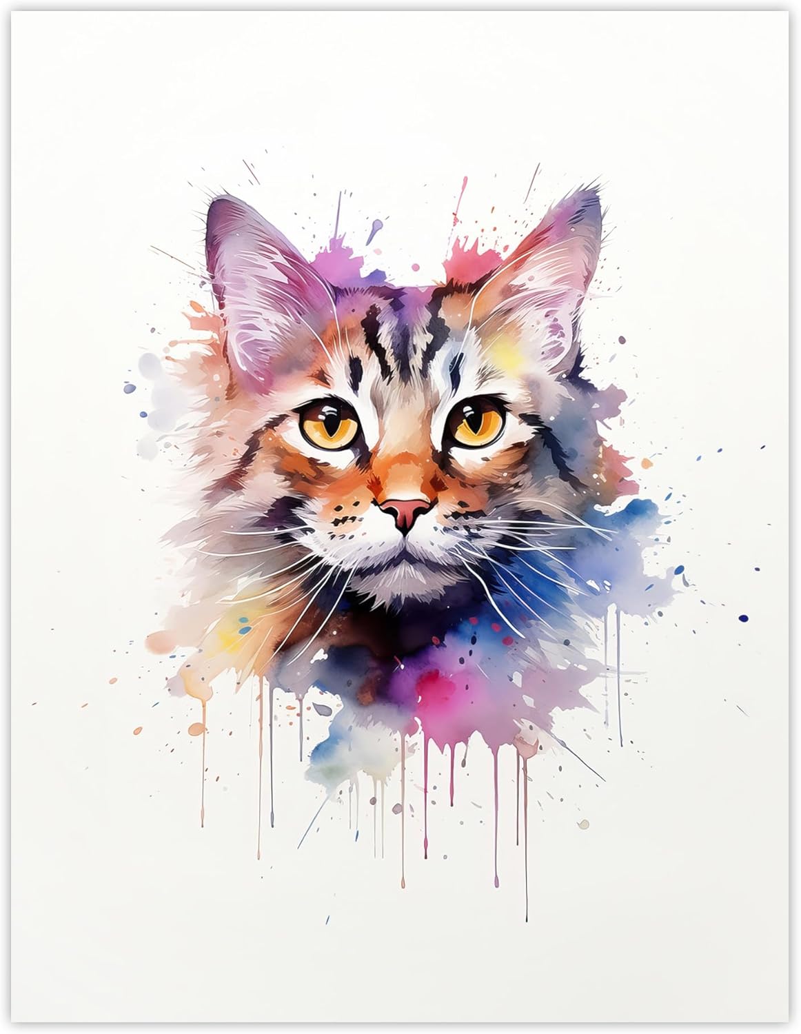 Artery8 Tabby Cat Lovers Gift Watercolour Pet Portrait Painting Artwork