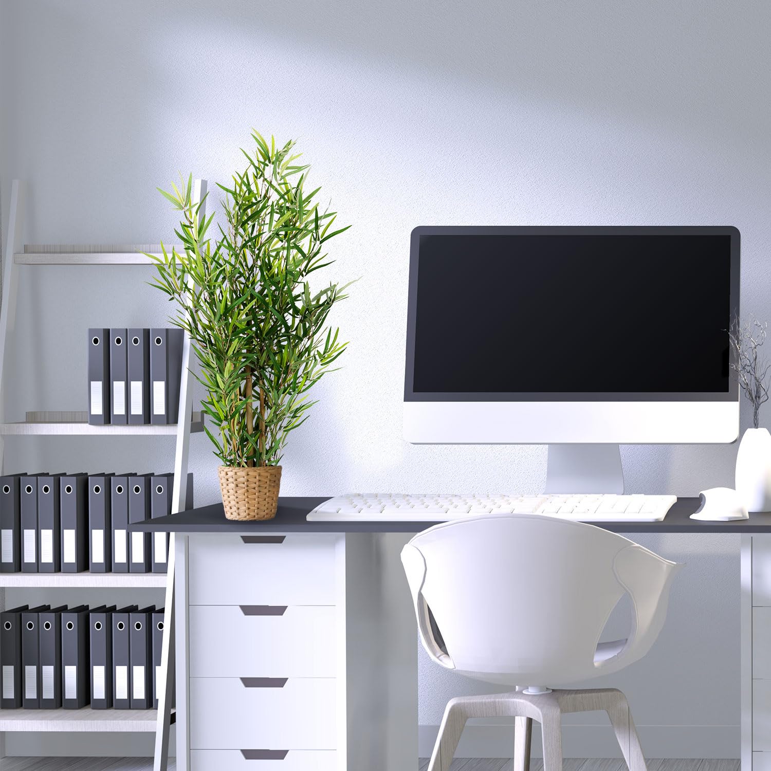 hjh OFFICE Planta Artificial Mini Bamboo Altura 100 cm Árbol de Bambú Artificial Verde Deco Planta de Interior Artificial, 871005