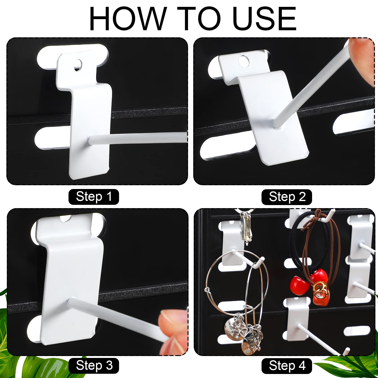 80 Pcs Slatwall Hooks 4/6/8/10 Inches Slatwall Accessories Slat Wall Hooks Heavy Duty Metal Slat