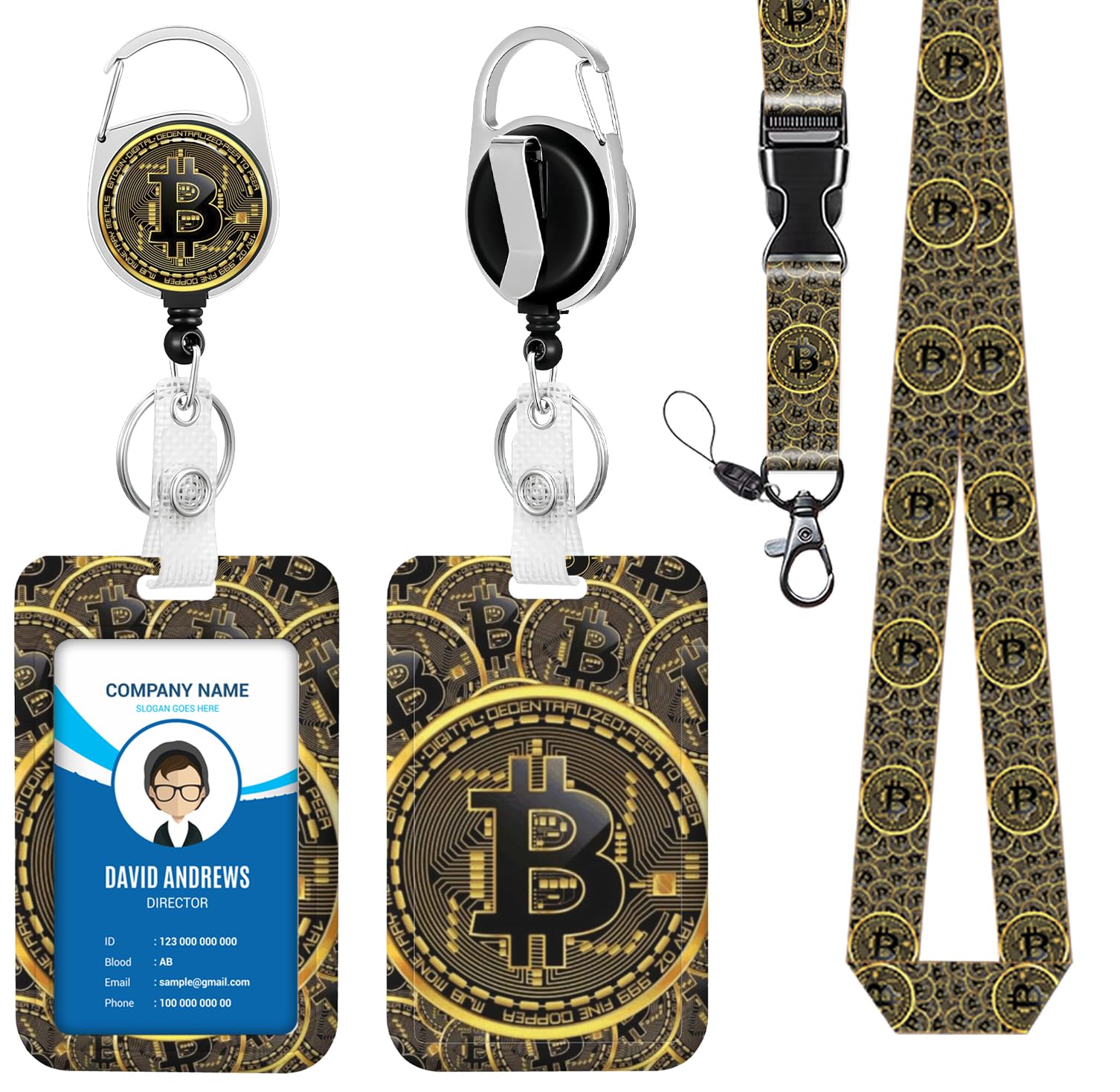 Lanyard for ID Badge Holder Badge Reel Bitcoin for Man Women Cute Nurse Teacher Name Tag Clip Retractable Keychain Heavy Duty Work Office Gifts Accessories