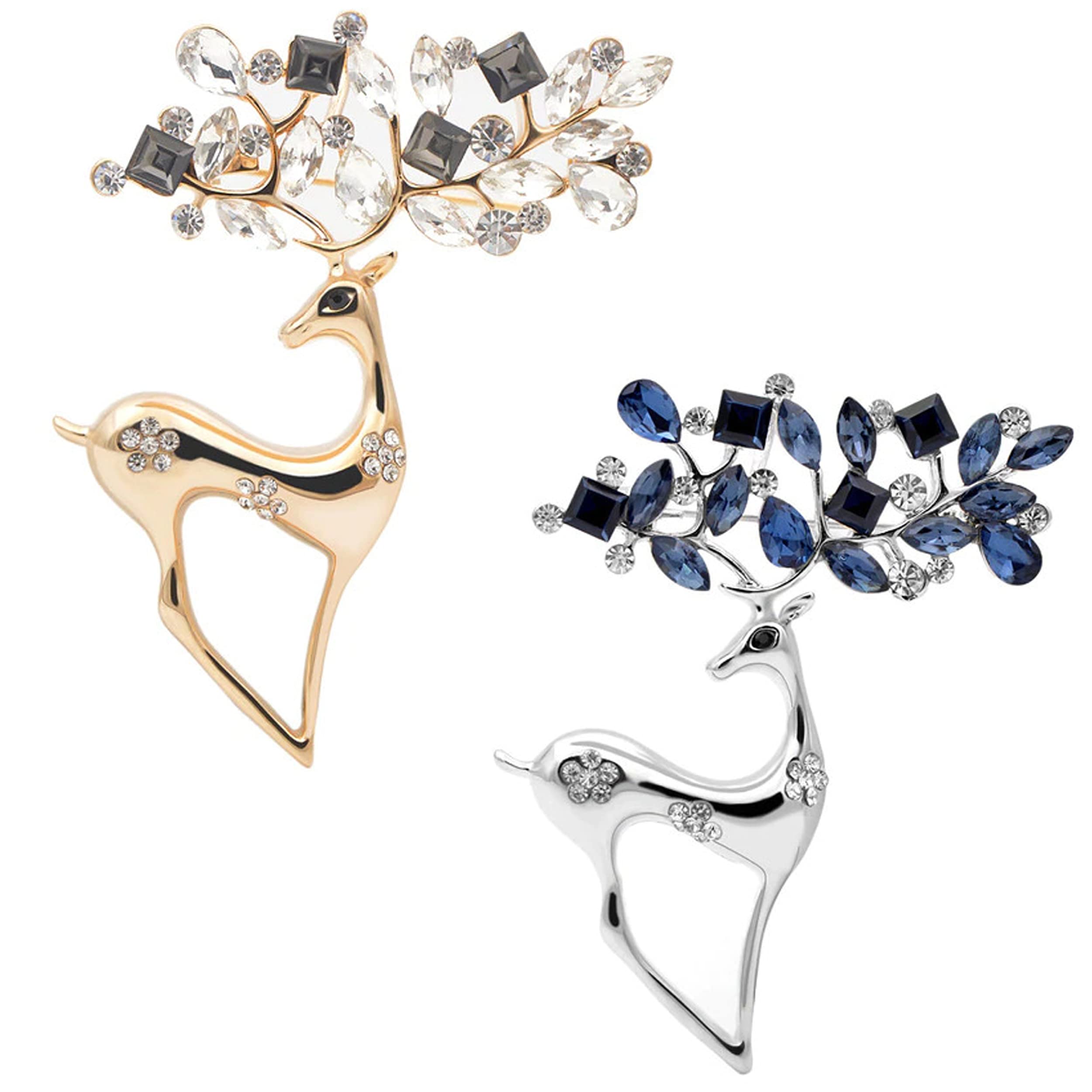 Panjatan Gracefully Designed Crystal Studded Deer Combo Set Brooch (2 Brooches) (B0B88F8MMQ) Amazon Price History, Amazon Price Tracker