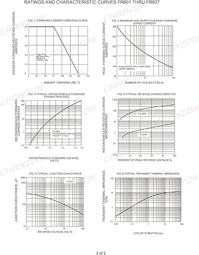 Miniatura 3 de Chanzon FR607 Diodo Rectificador de Recuperación Rápida 6A 1000V 150-500ns R-6 Axial 6 Amp 1000 Voltios Diodos Electrónicos