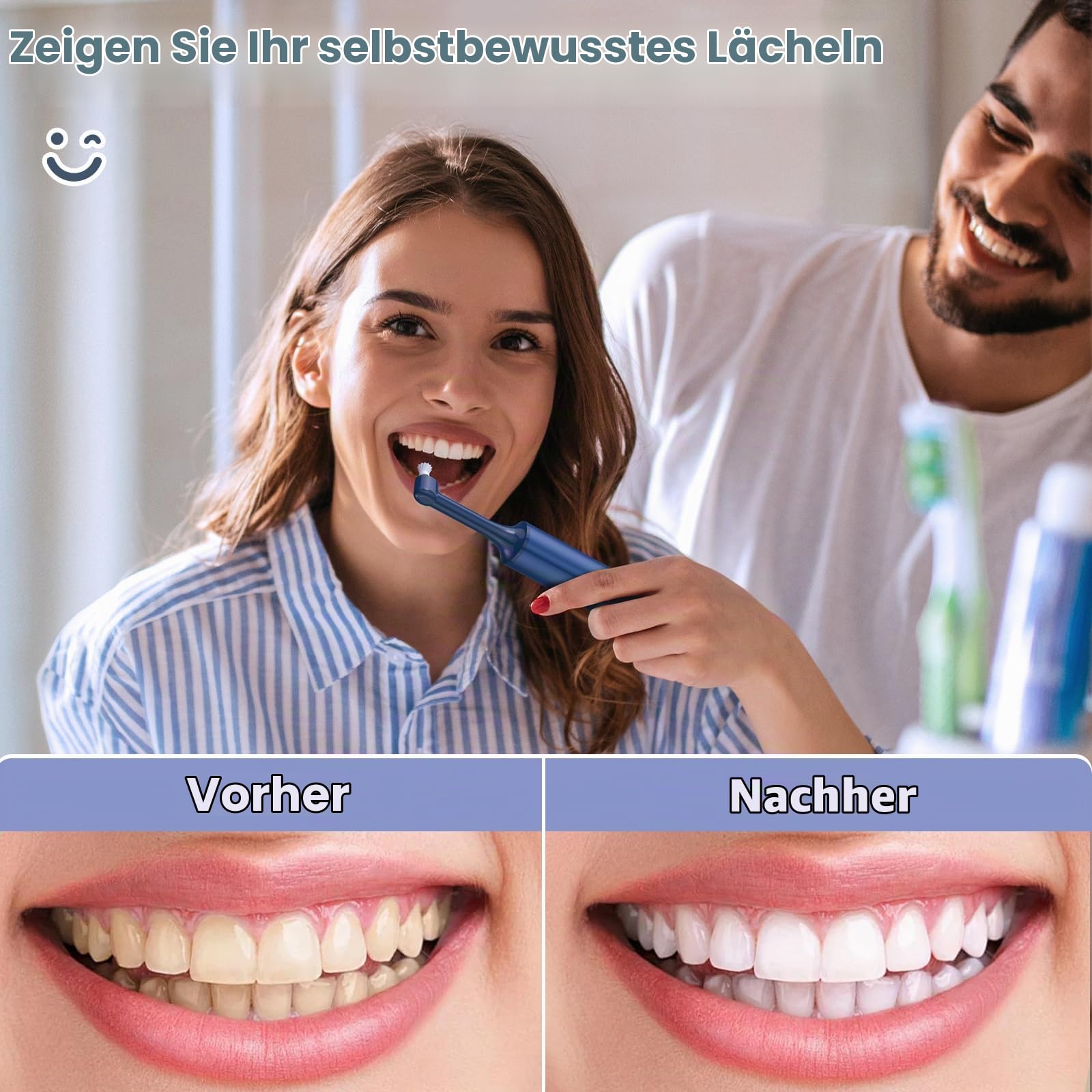 Zahnreinigung Bleaching Zahnaufhellungsset, Beedove Zahnpolierer mit 4 Modi für Zähne Aufhellen, zum Polieren nach der Zahnreinigung, Zahnaufhellung Set mit 6 Köpfen 3 Polierpaste Zähne (Blau)