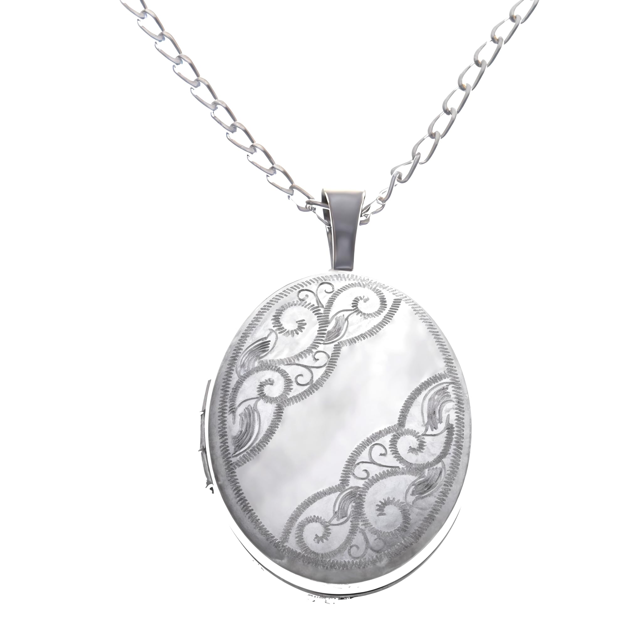 925 Sterling Silver Locket Necklace for Women - Girls 2 Photo Locket - 20mm x 15mm Oval Locket with 18" Silver Chain & Jewellery Gift Box