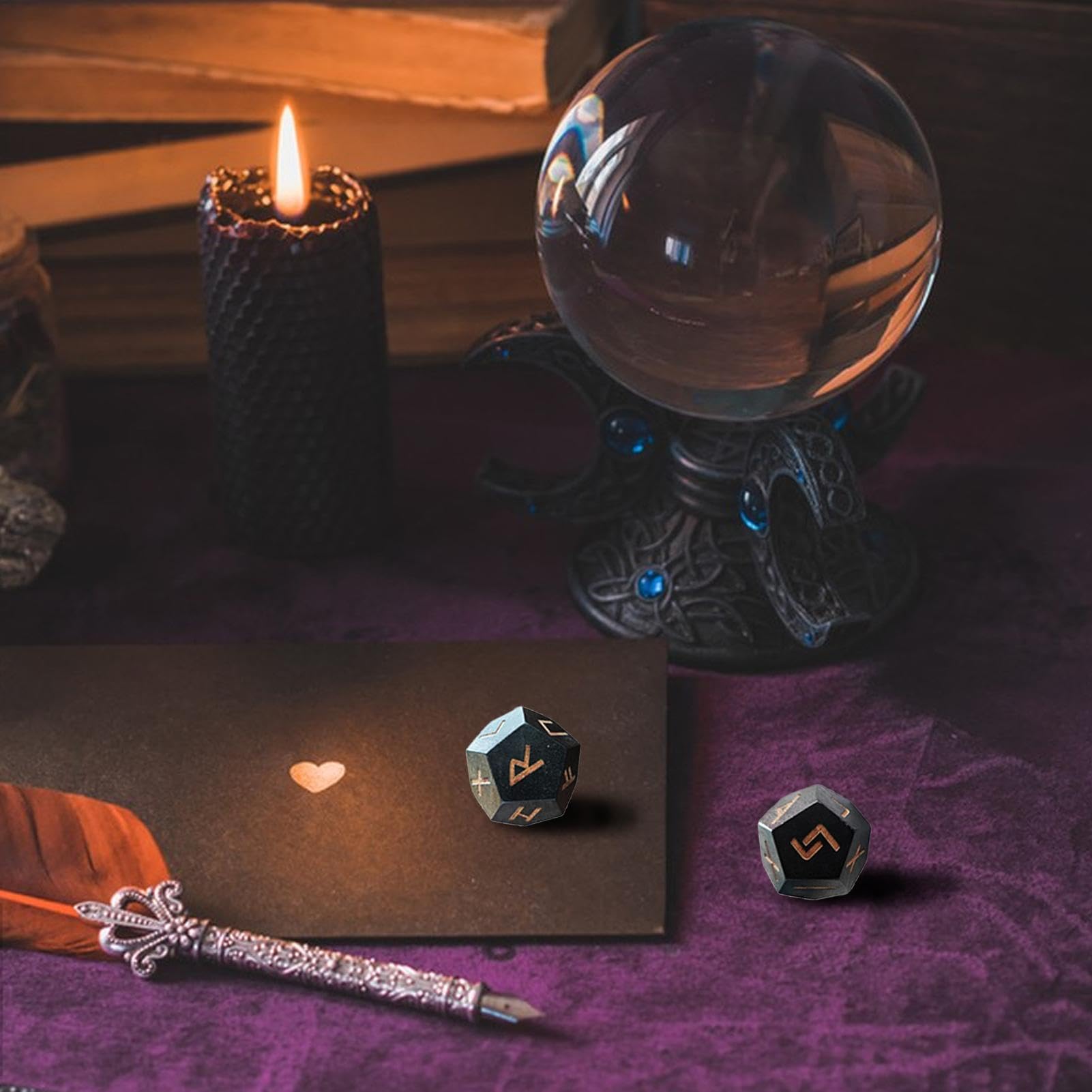 Set di rune da divinazione generico, Set di dadi da divinazione Set di rune Futhark antico intagliato da 2 pezzi Dadi runici piccoli per intrattenimento di viaggio Set di rune da collezione per la med