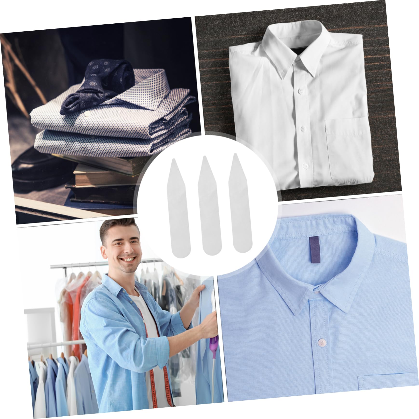 LIFKOME Collar Fixings Support Strip 300pcs Collar Support for Dress Shirts for Shirts Made of High Grade Pet