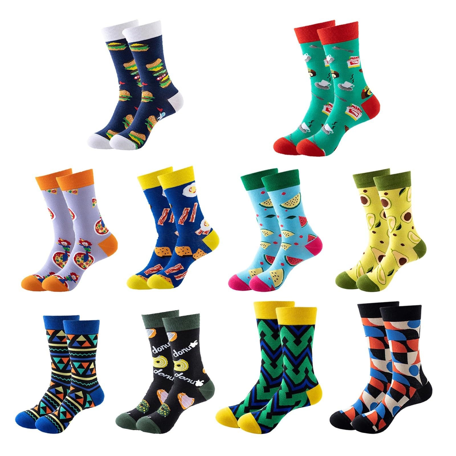 Calcetines Arte, Calcetines Vestir Divertidos para Hombre, Paquete de Calcetines AlgodóN Divertidos y Coloridos(B-5,50 Pairs)