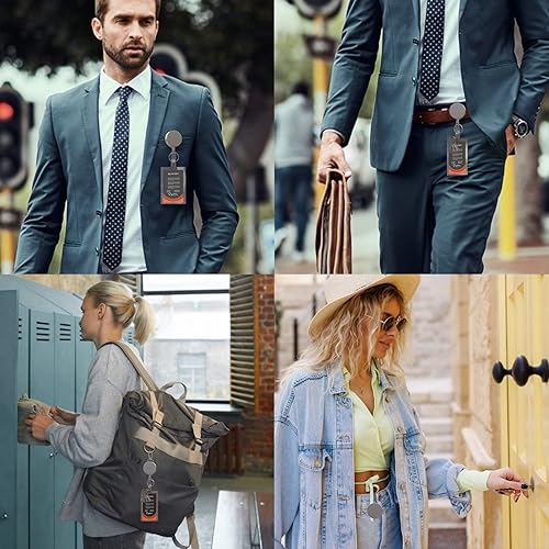 Miniatura 5 de Carrete retráctil, soporte de metal para tarjetas de identificación para llaves y tarjeta de identificación, llavero resistente con clips para