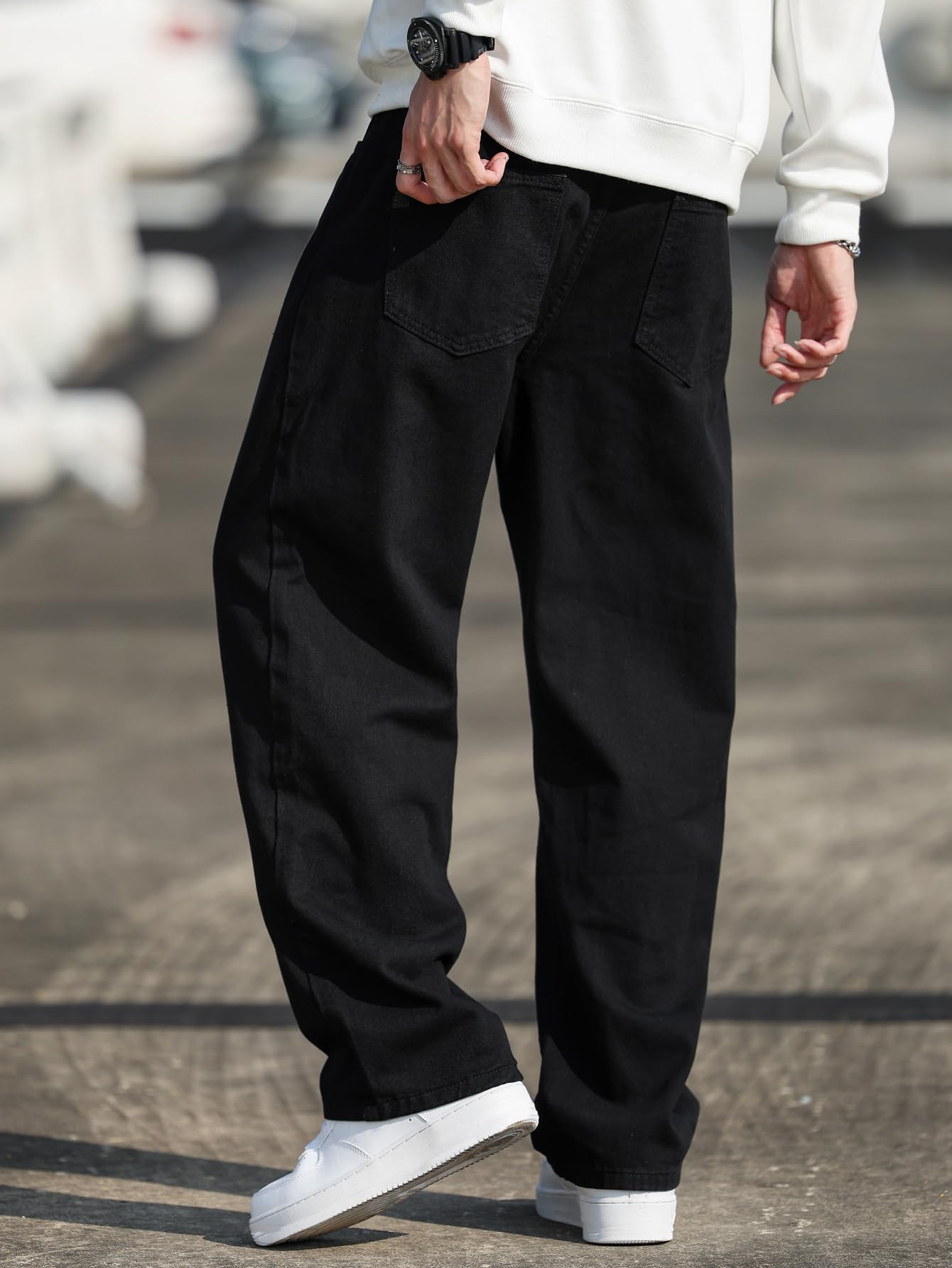 Jeans da uomo con taglio largo, Y2K, pantaloni da skater, con gamba dritta, Hip-Hop Streetwear