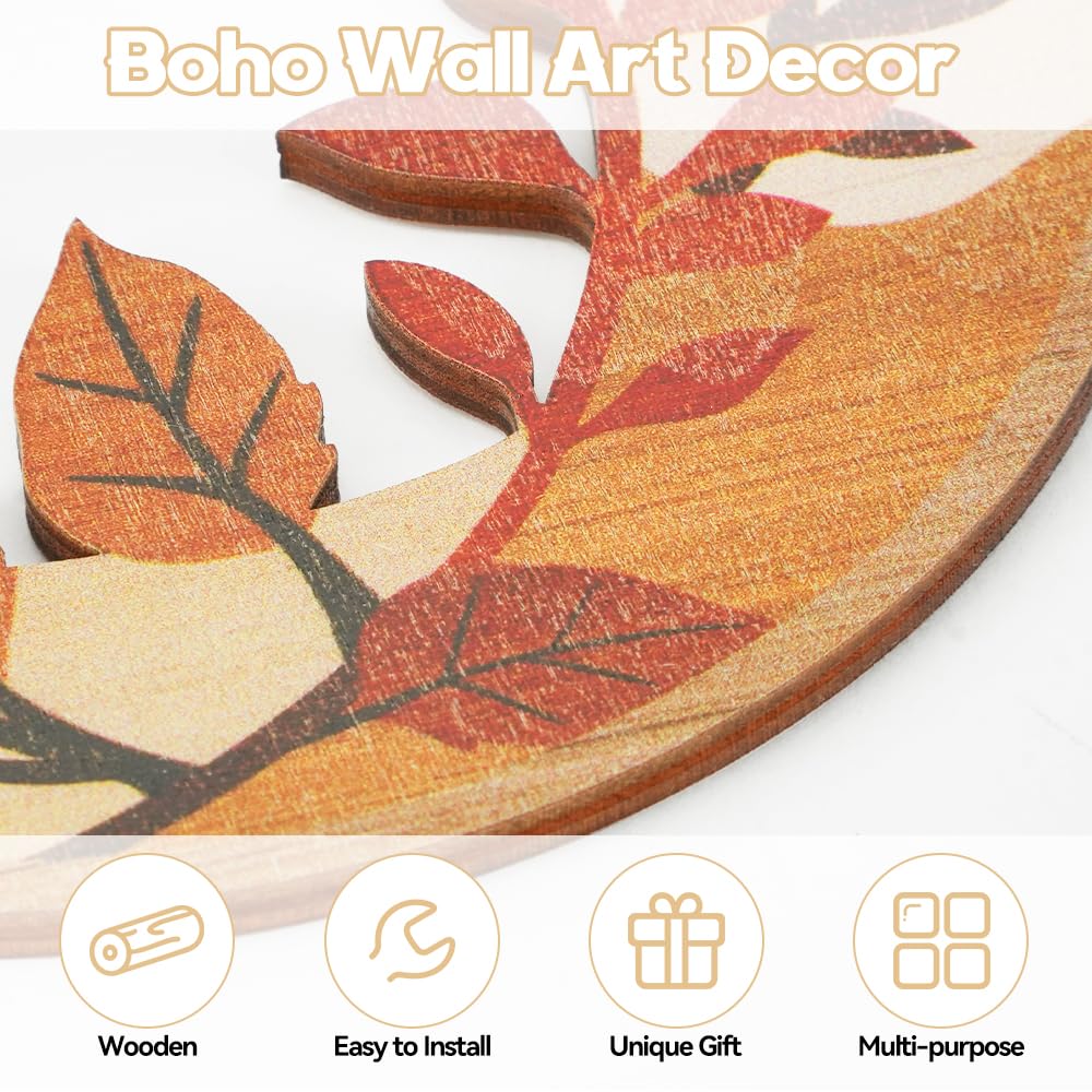 6 Décorations Murales Rondes En Bois Style Bohème - Prêtes à Accrocher (3 Tailles)