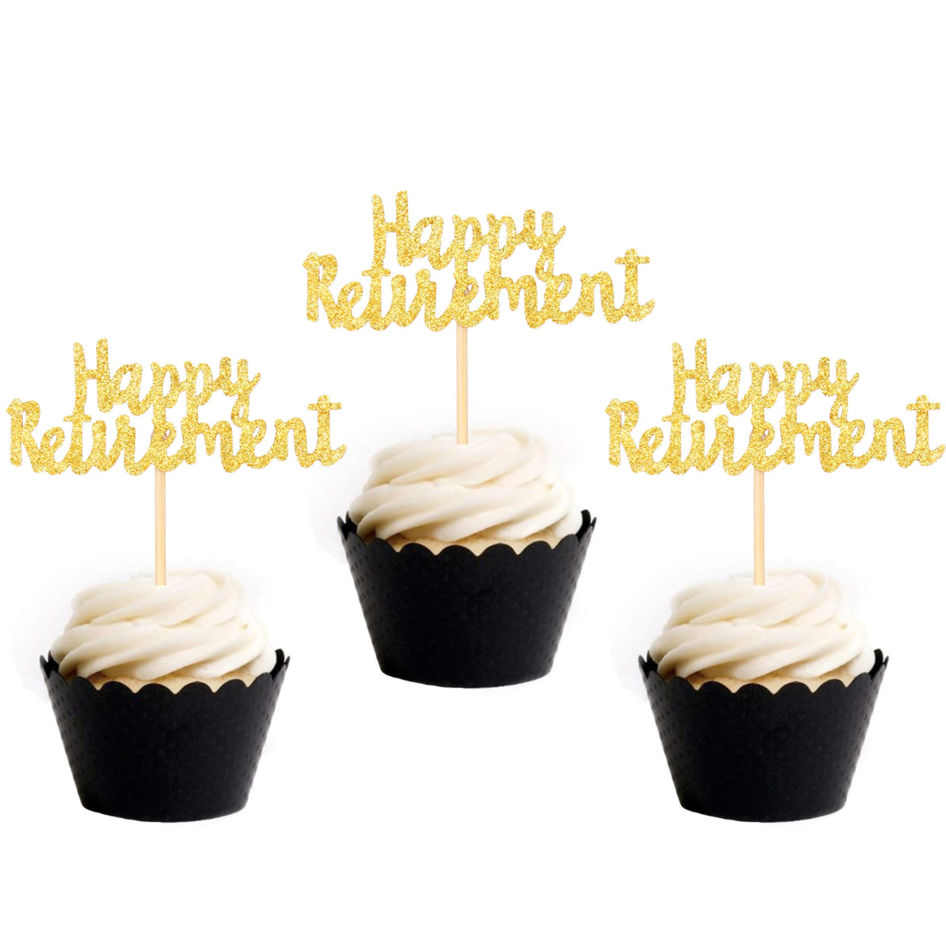 Buy Set of 24 Glitter Happy Retirement Cupcake Toppers Retirement Cupcake Topper for Office