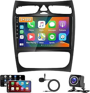 2G 32G Android Car Stereo for Mercedes Benz C Class W203 C200 C320 C350 CLK W209 S203 A209 2002-2005 with Apple Carplay, Rimoody 9 Inch Touch Screen Car Radio with GPS Bluetooth FM Backup Camera
