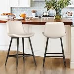 Cozyman 24 inch Counter Stool, Modern Bucket Barstools, Counter Height Bar Stools with Back and Footrest for Home Kitchen Island Restaurants, Set of 4, Black