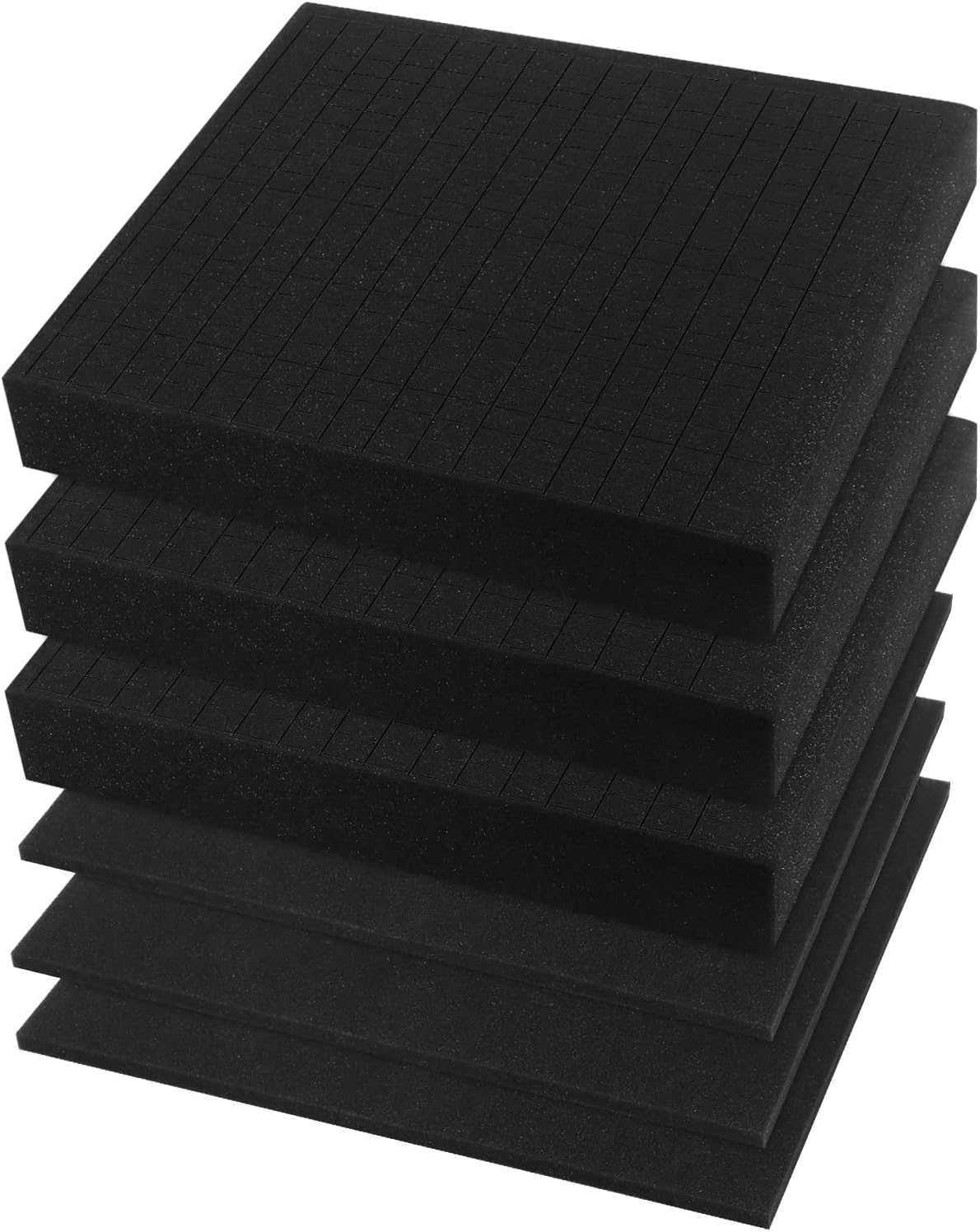 6 Pack Pick and Pluck Foam Sheets - 2 Sizes Polyurethane Padding for Tool Box Organizer Storage Drawers (3P 16"x12"x0.4" + 3P 12"x12"x2")