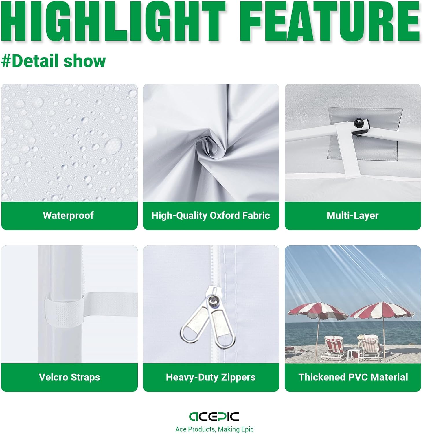 Clear Canopy Sidewalls for 10x10 Pop Up Tent, Transparent Window Curtain Cloth, 8 Mil PVC Enclosure Fabric with Zipper, White (3Pack Sidewalls Only, Not Included Frame&Top)