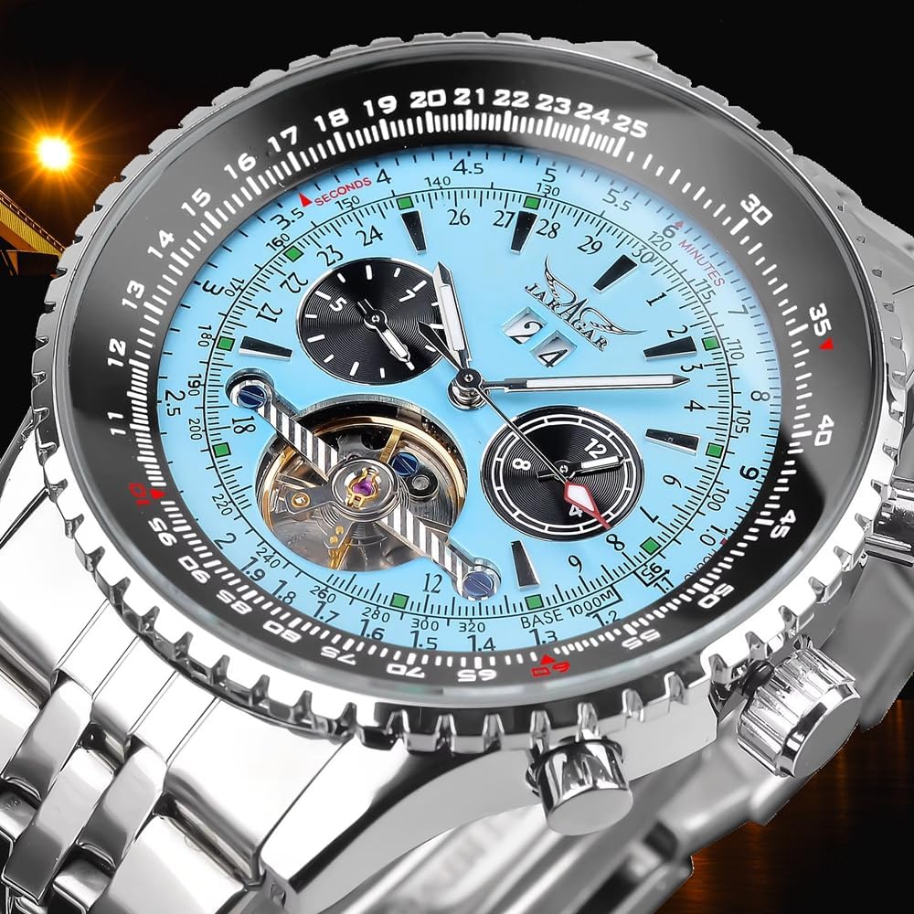 Luxury Automatic Mechanical Watch for Men Hollow Tourbillon Waterproof Luminous Date Week Multifunction Stainless Steel Men's Watches