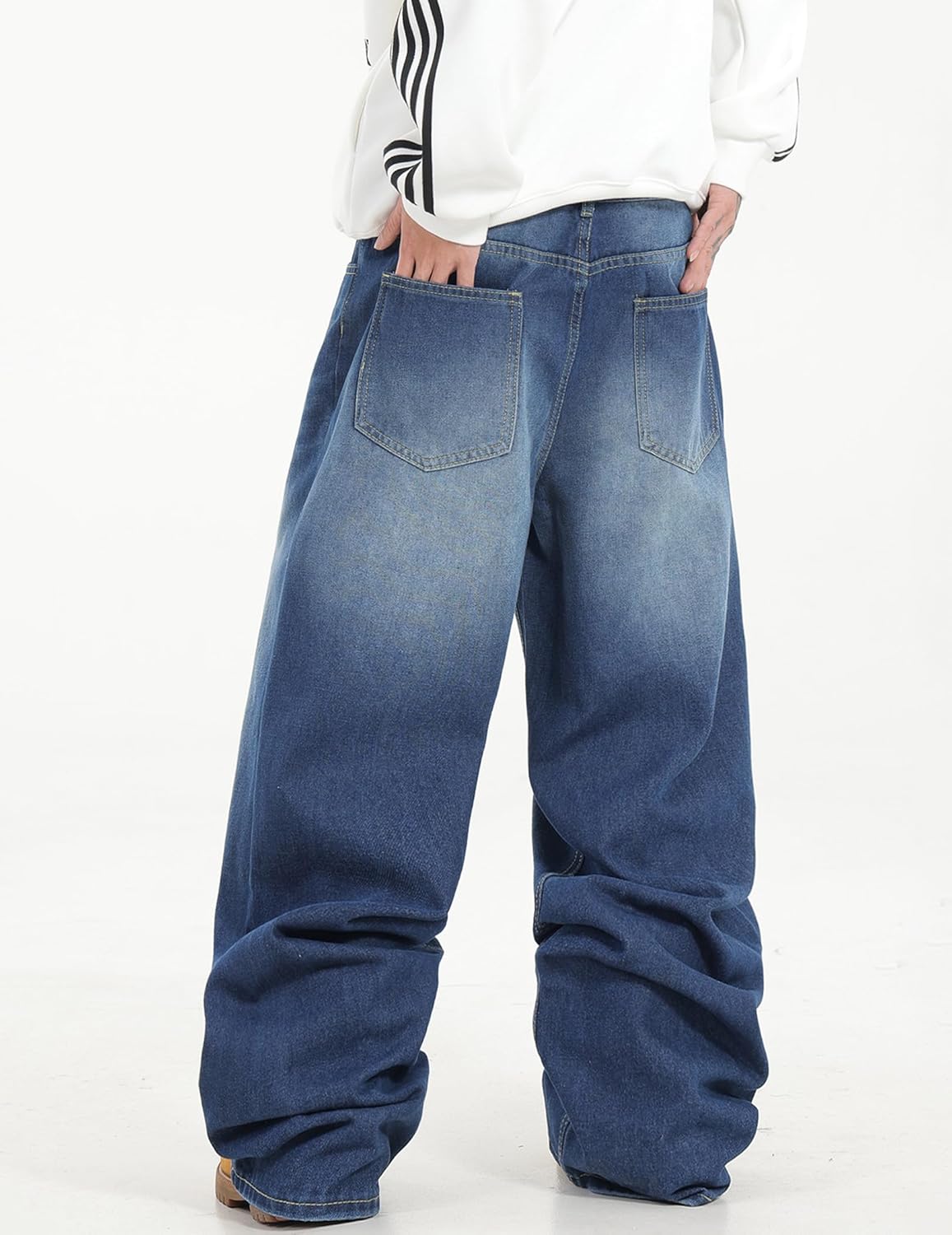 Men's Baggy Jeans Loose Fit Denim Pants Mid Waist Trousers Wide Leg Skater Jeans Y2K Streetwear - Image 3