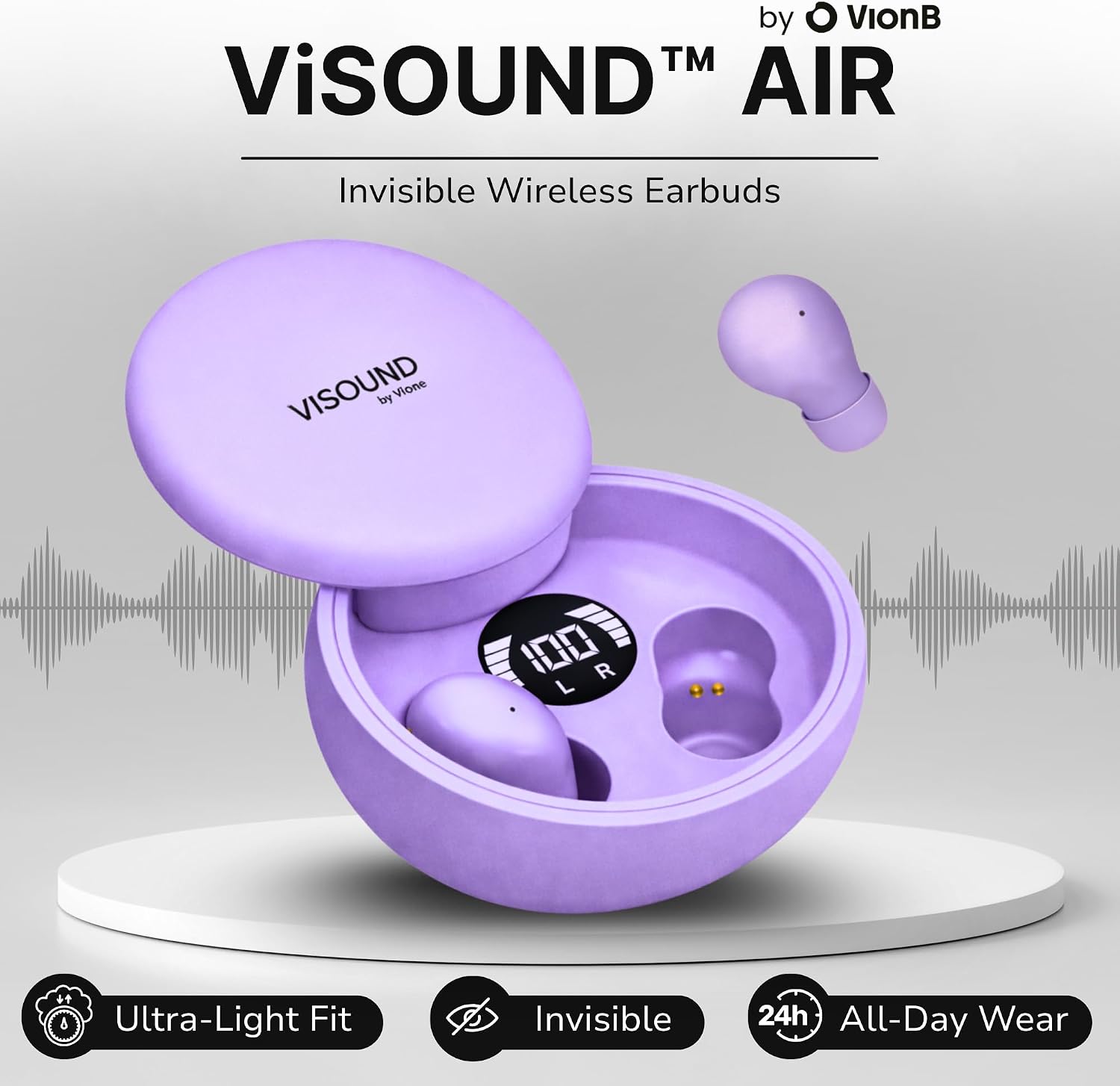 VionB Air Invisible Earbuds Wireless Bluetooth 5.4 for Small Ears, Mini Tiny Ear Buds, IPX5 Waterproof, Sound Isolating Fit, ENC Mic for Clear Calls, Discreet in-Ear Headphones (Amethyst) image 2