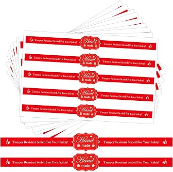 Food Retail Package Seal Stickers 9x1 Inch Safe Secure Tamper Evident Lids Sticker Tampers Proof 200 Pcs Evident Labels for Freshness Labels for Handmade Crafted Baking Red