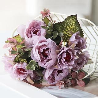 Peonies Artificial Flowers,Silk Peonies Flowers Faux Peonies Artificial Flowers Peonies Bouquet for Centerpiece Table Wedding Party Home Decor