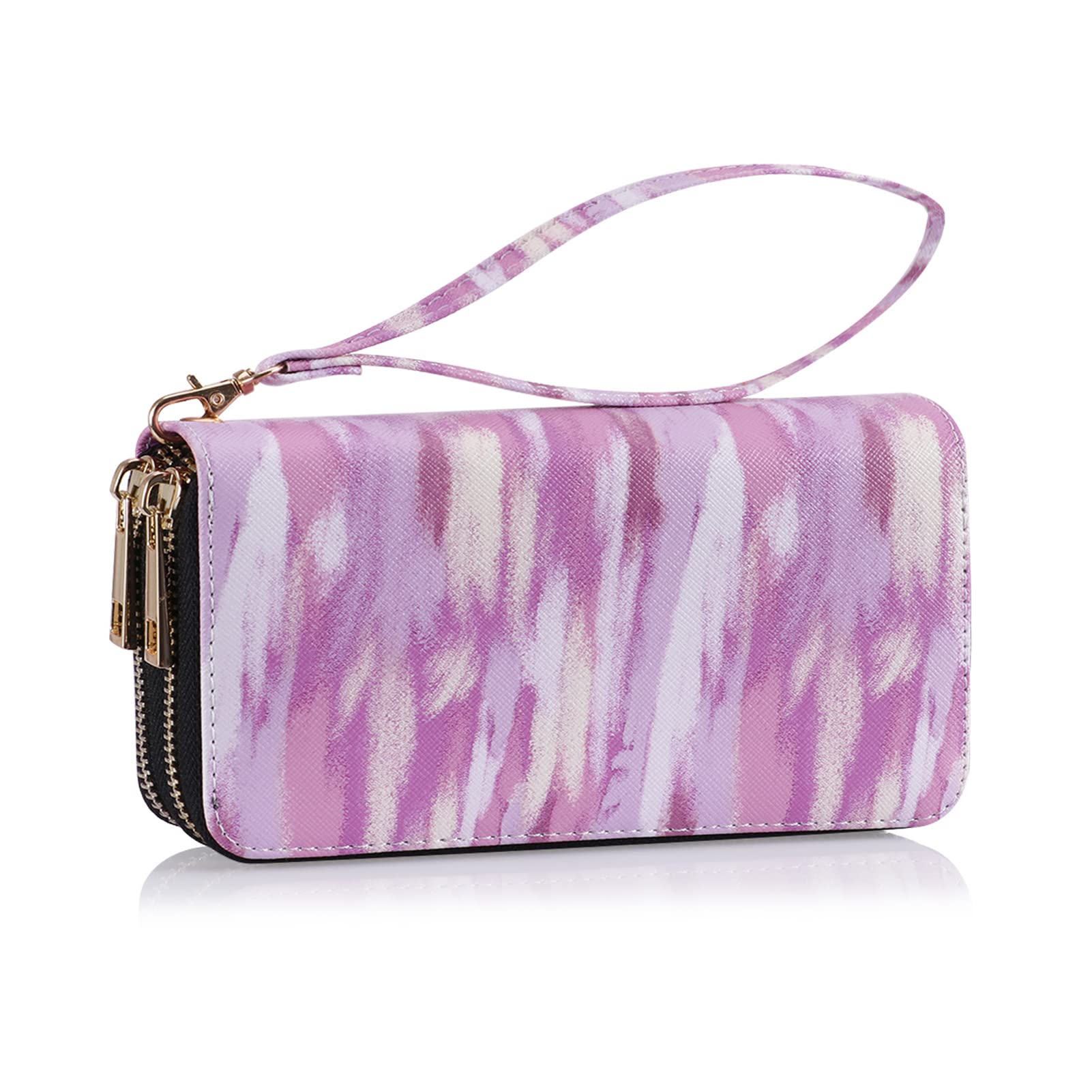 XEYOU Double Zipper Long Clutch Wallet Cellphone Wallet for Women with Removable Wristlet Strap for Credit Card, Cash, Coin, Bill