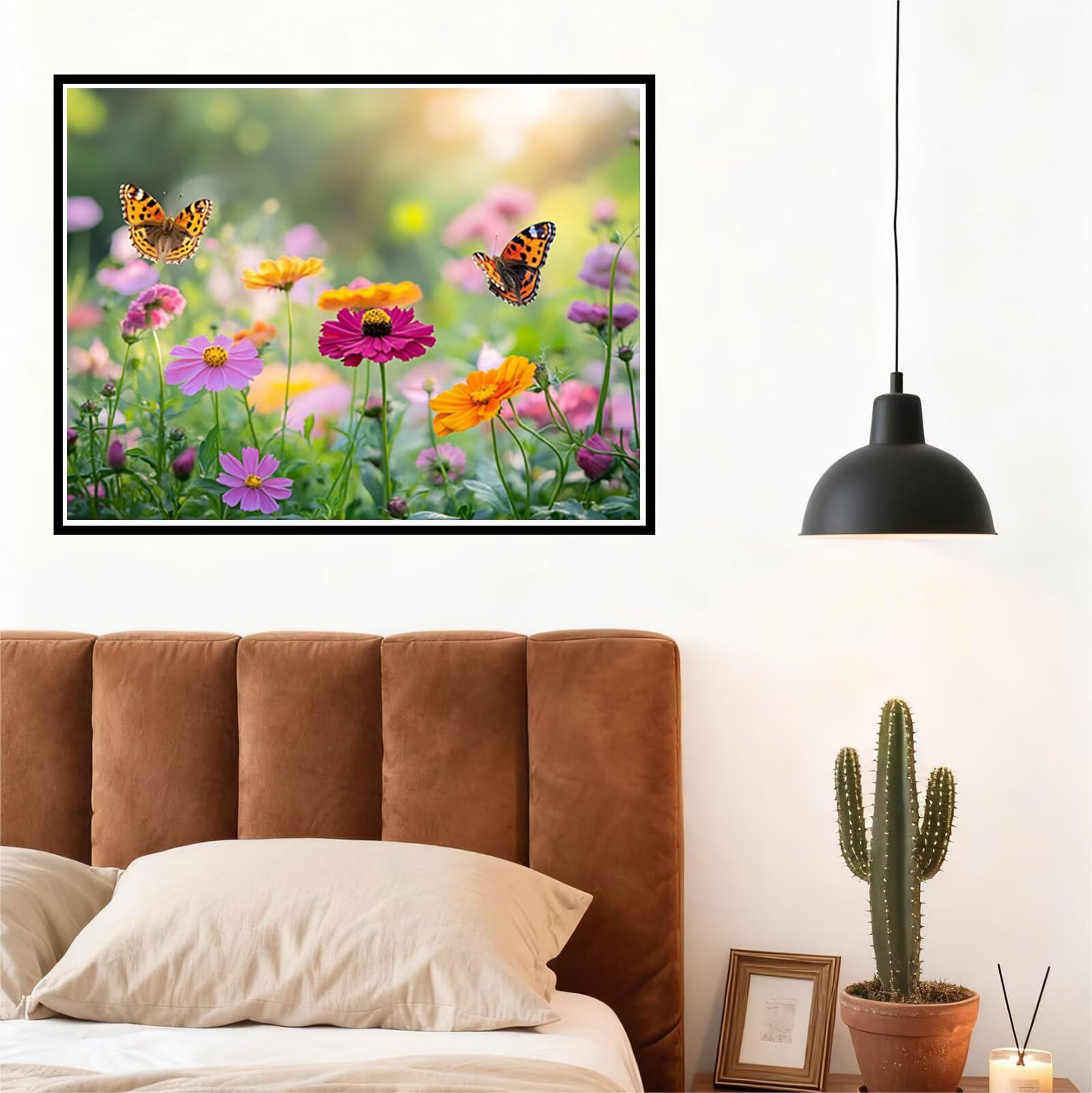 Blume Malen Nach Zahlen Erwachsene Schmetterling Malen Nach Zahlen Kinder ab 7, DIY Set Erwachsene Bastelsachen Kreativ Set für Kinder Geschenke für Männer, Weihnachten Halloween Deko 60x80cm H - 934