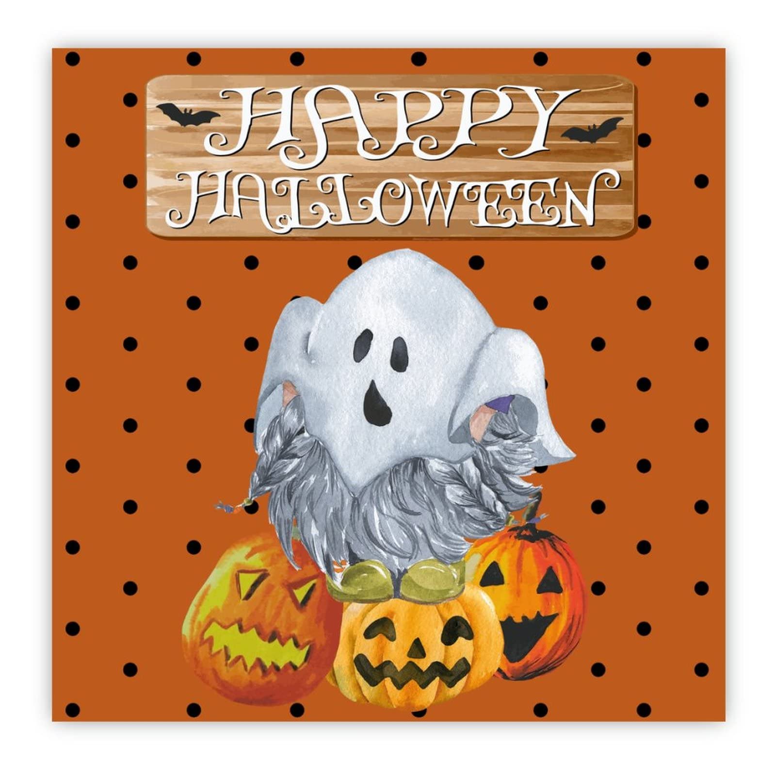 Panneau Halloween en bois citrouille et fantôme de 40 cm pour déco murale hantée