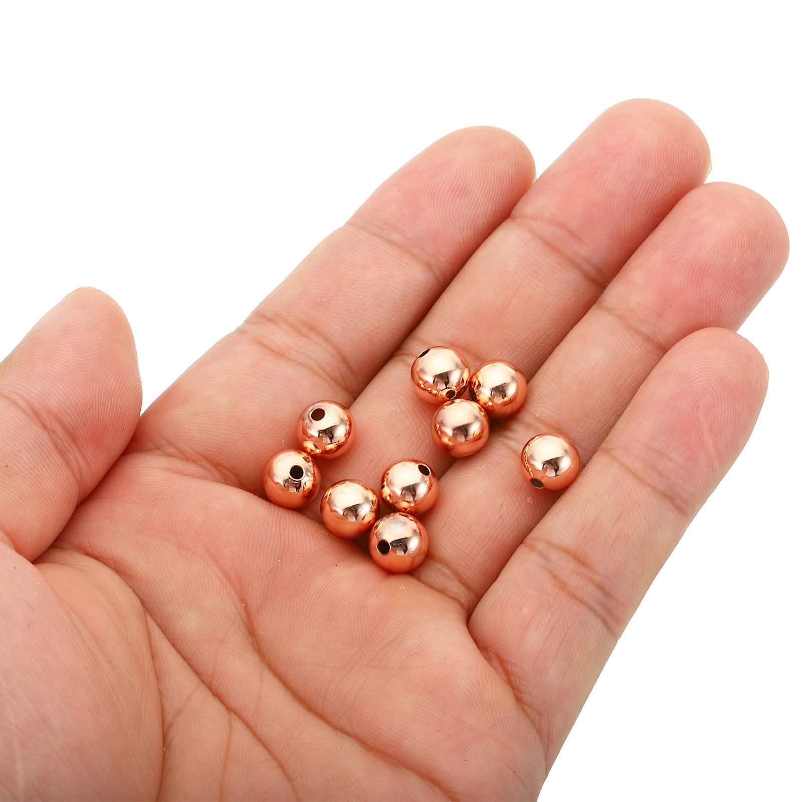 PATIKIL 8mm Gold Filled Spacer Beads for Jewelry Making 100 Pack Metal Round Beads Brass Beads for Bracelets Earring Necklace DIY Craft Rose Gold - Image 4