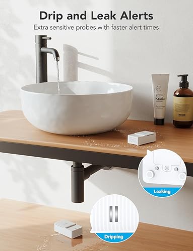 Miniatura 6 de GoveeLife Premium Detector inteligente de fugas de agua 2 con rango ultralargo de 1968 pies, sensor de agua WiFi con SMSEmailAPP Push y alarma