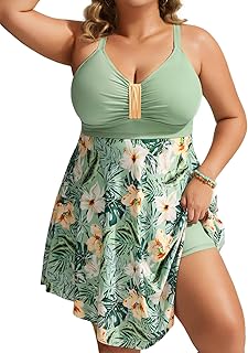 Hanna Nikole Womens Plus Size Swim Dress Swimsuit One Piece Tummy Control Bathing Suit