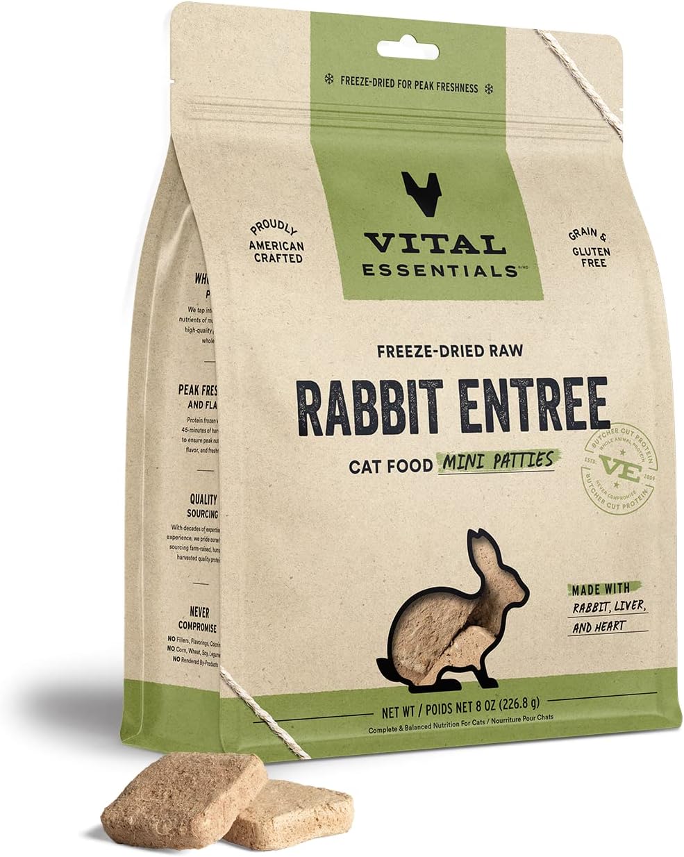Vital Essentials Freeze Dried Raw Cat Food, Rabbit Mini
