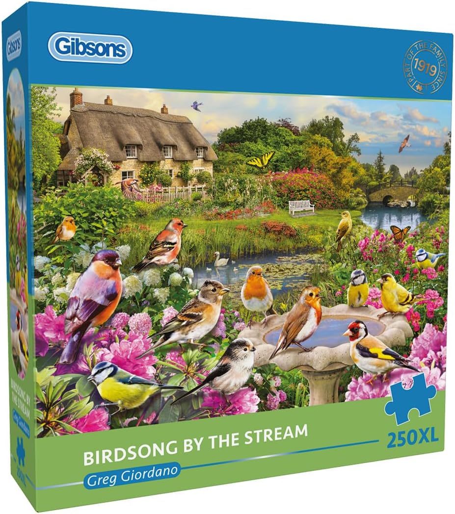 Gibsons Birdsong by the Stream 250XL Piece Jigsaw Puzzle for Adults – Extra Large Pieces for Easier Handling - Countryside Scene by Greg Giordano – Premium Sustainable Puzzle - Collectable Gift