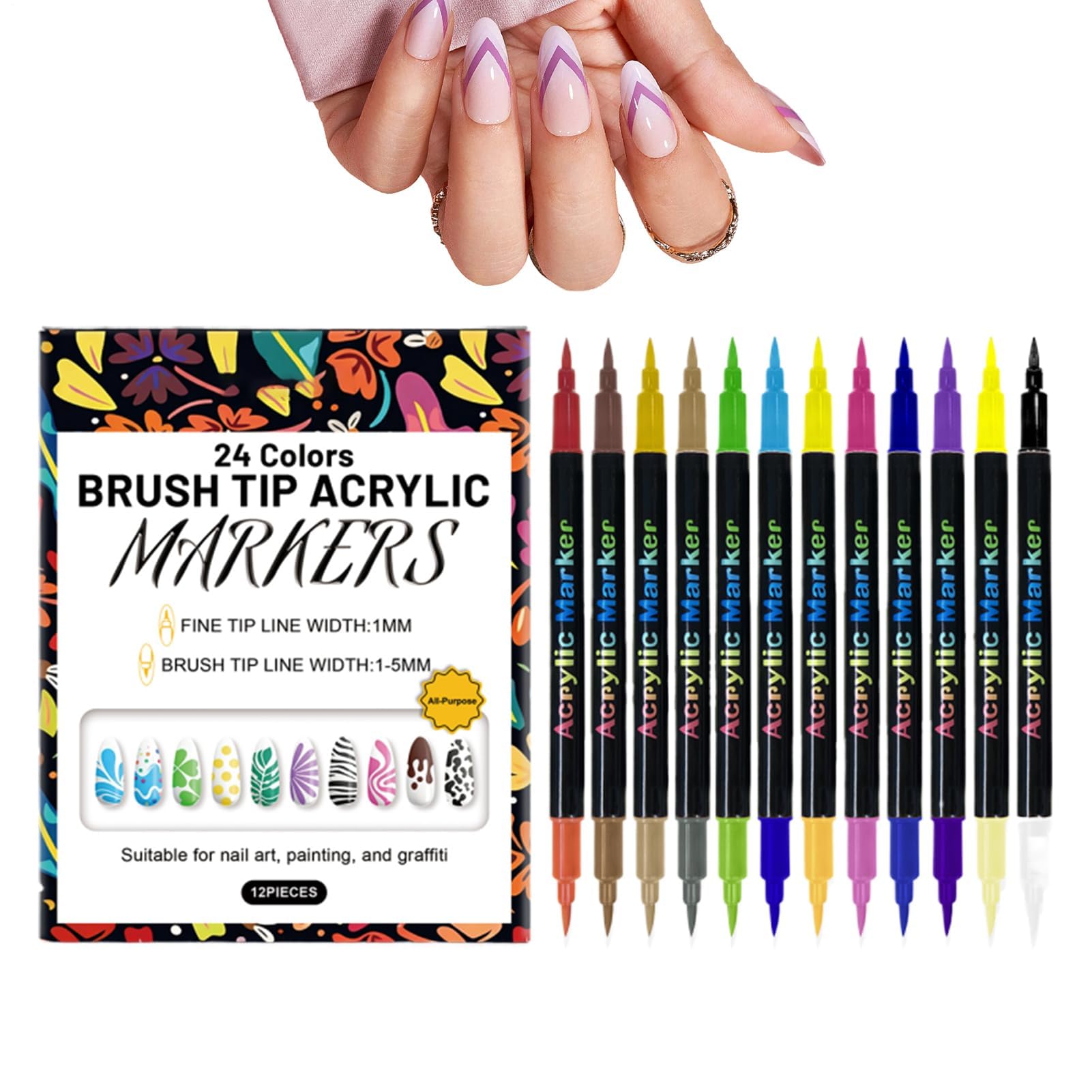 Muiltvoe Nail Markers for Girls | Double-Ended Manicure Tools,Nail Painting Drawing Pen,for Beginners Professionals Ladies Wives Mothers Home Salon Art Students DIY Enthusiasts