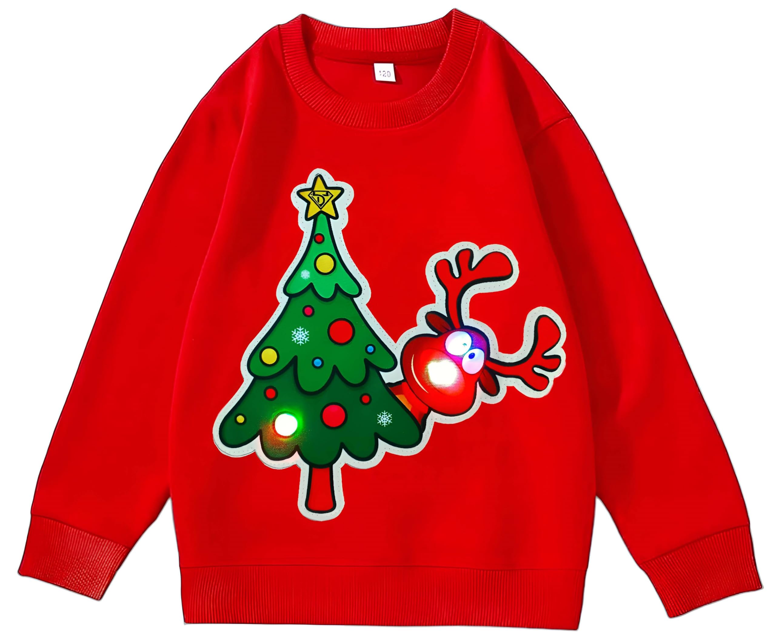 Sweatshirt de Noël Famille Lumières LED Sweats de Noël Famille avec Lumières LED, Pull de Noël Famille