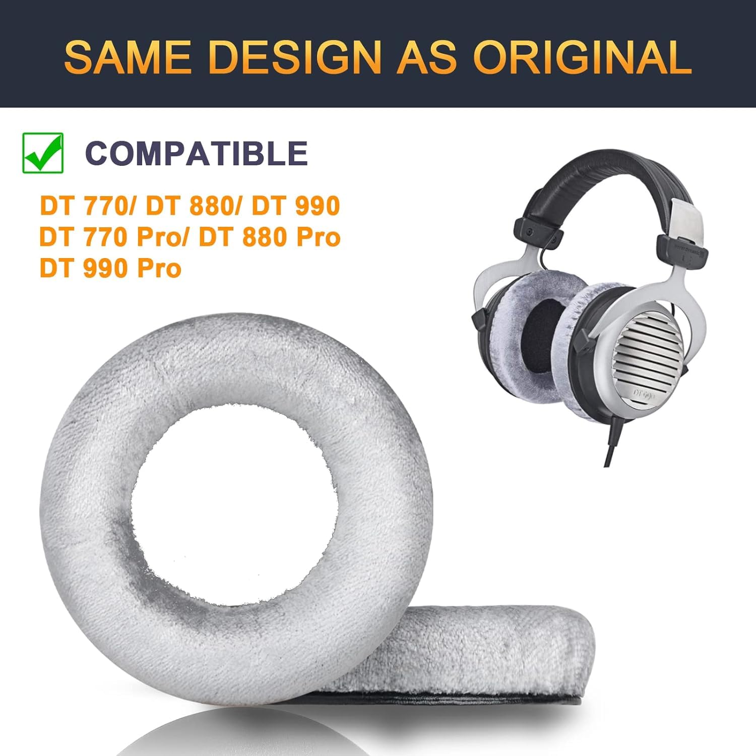 Amazon | MinHutYa交換用イヤーパッド DT770 DT880 DT990 ベロア 