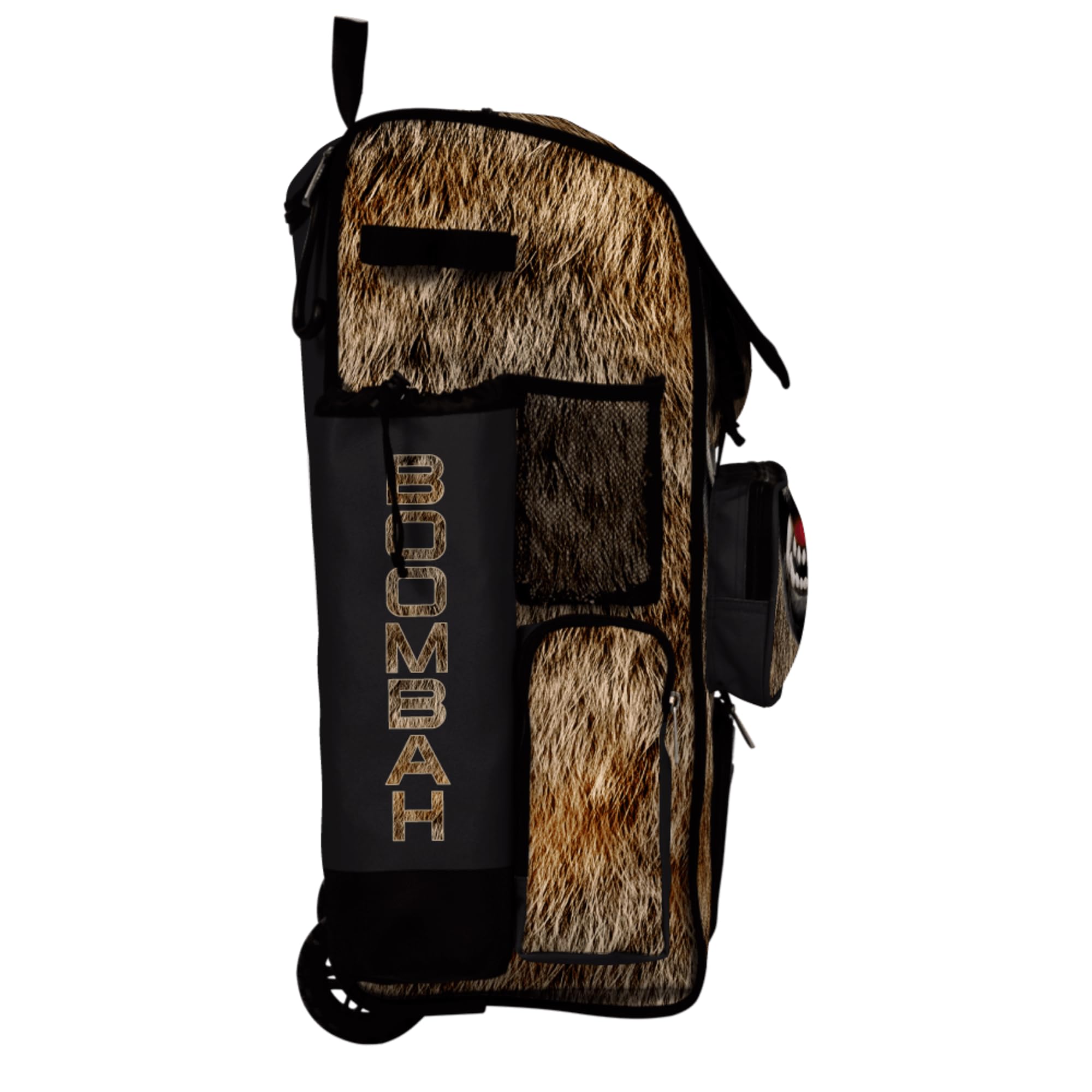 Boombah Rolling Superpack Baseball/Softball Gear Bag - Telescopic Handle - Holds 4 Bats - Wheeled Version - Wolf Black/Brown/White