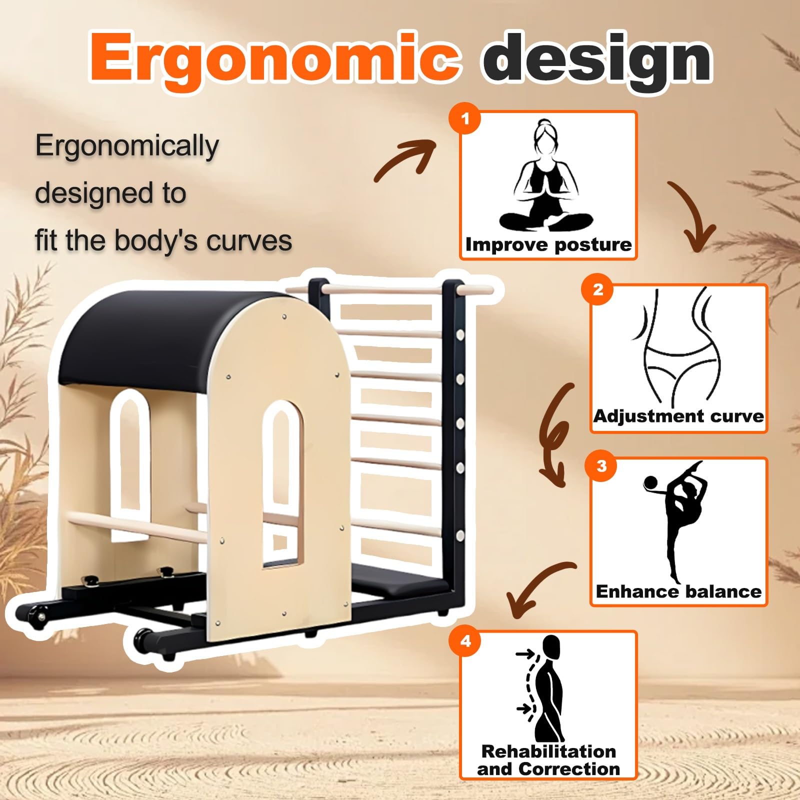 Pilates Ladder Barrel, Attrezzo Fitness per Home Gym e Studio