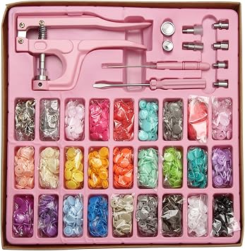 Snap Button Kit, Snap Fasteners Kit, Clothing Fasteners, DIY Snap Kit, Snap Button Kit Metal Resin Easy Operation Bright Vivid Color Resin Snap Set for Sewing Clothing CraftingPink