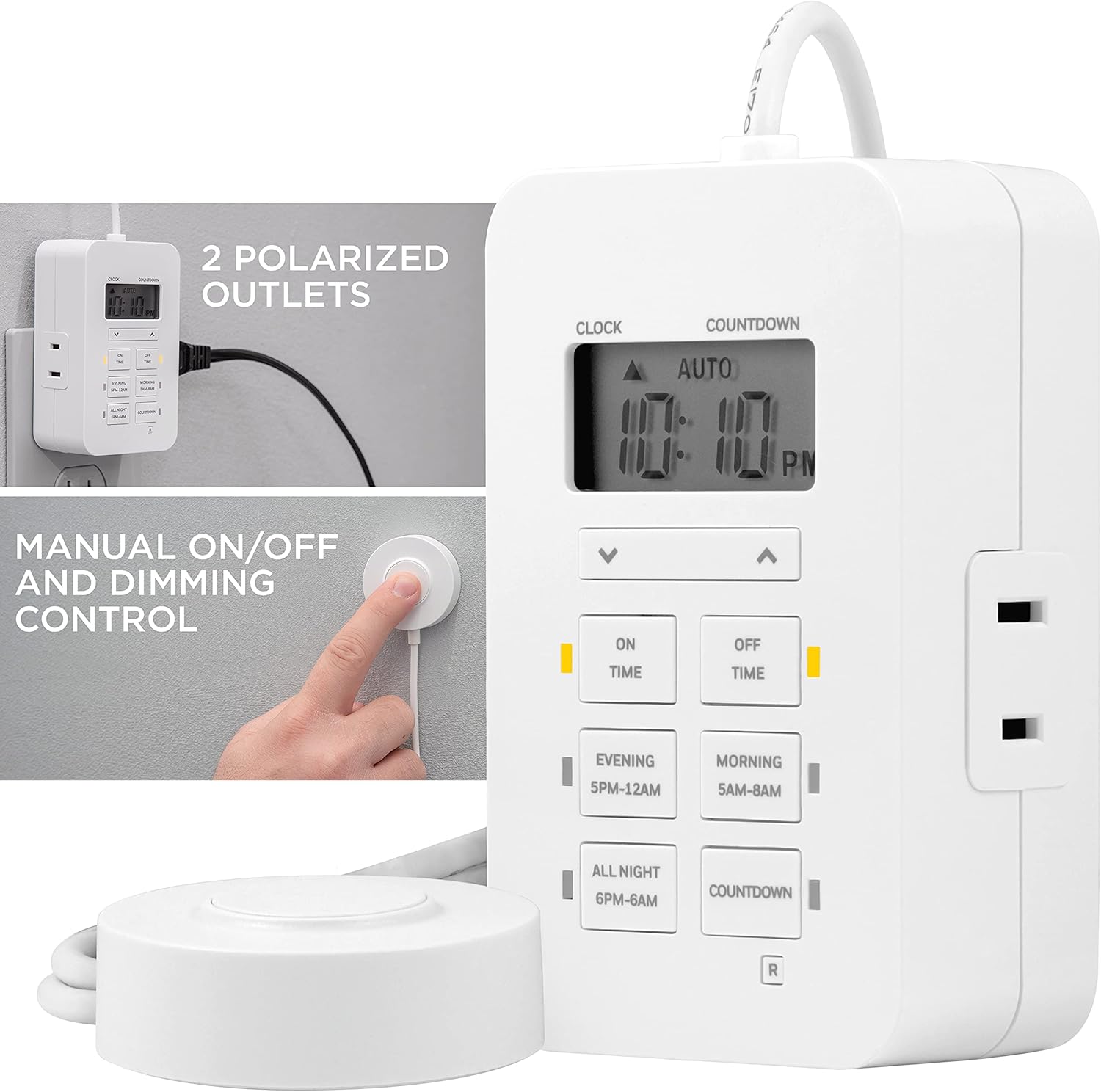 Amazon.com: UltraPro Dimmable Digital Outlet Timer, 2 Polarized Timer ...