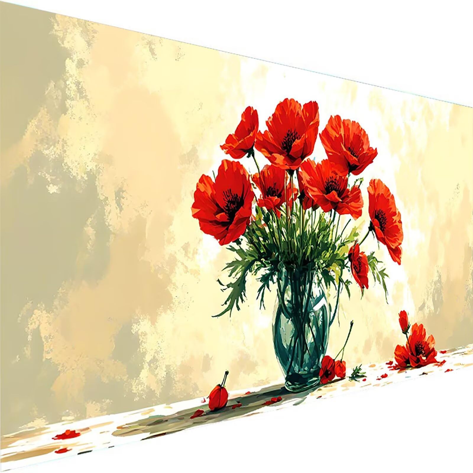 Pianta Fiori Dipingere con i Numeri Adulti,Fai da Te Paint by Numbers Kit con Pennelli Pittura a pigmento Acrilico per Adulti Bambini Olio su Tela Casa Parete Decora Regalo - con cornice,40x50cm