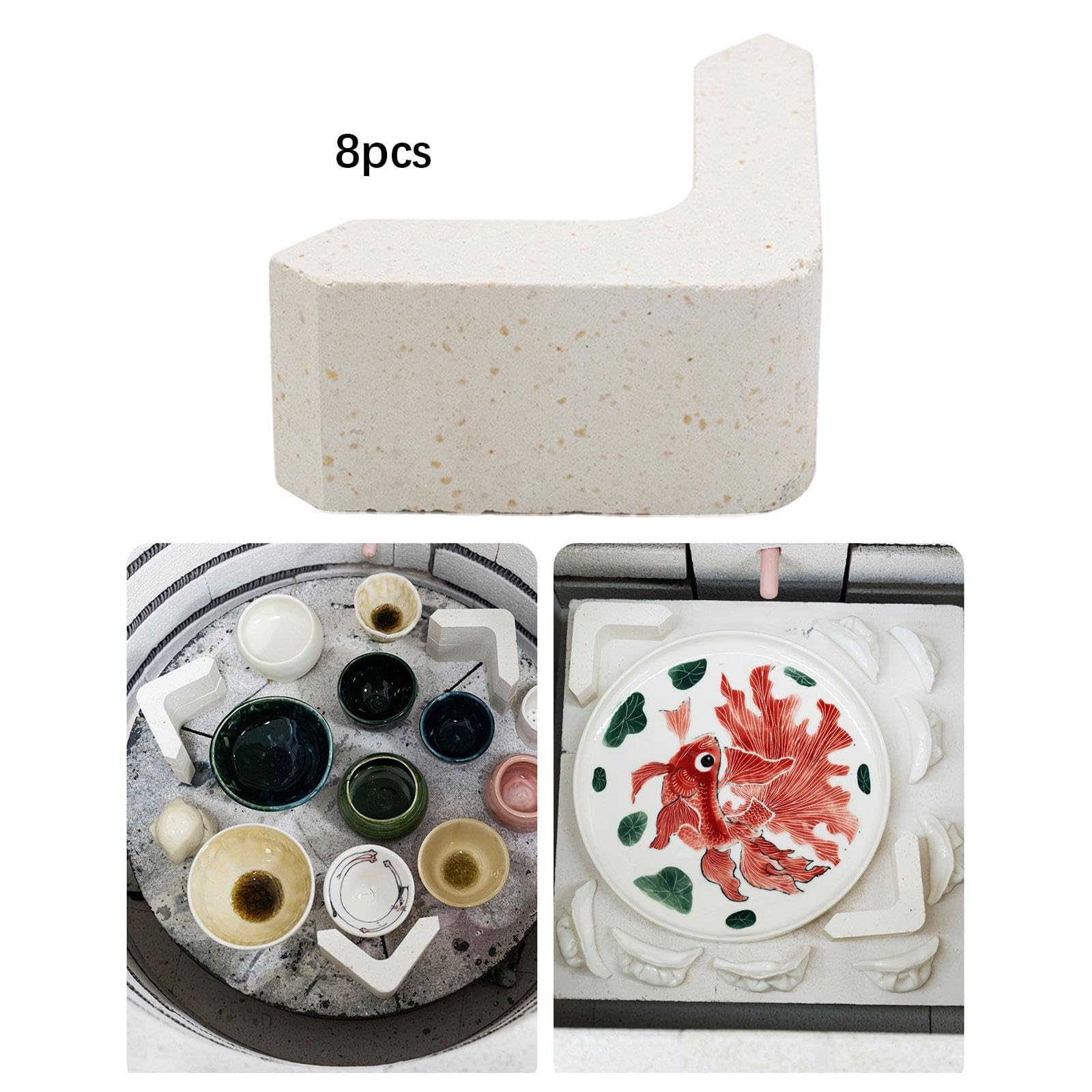 8 Pieces Pottery Kiln Posts Support Stilts Reusable for Ceramics L Shaped Mullite Pillars