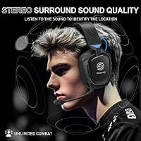 Vista 2 de Headset for PS4, PS5, Low Latency Bluetooth Gaming Headphones with Noise-Canceling Mic Azul espectral