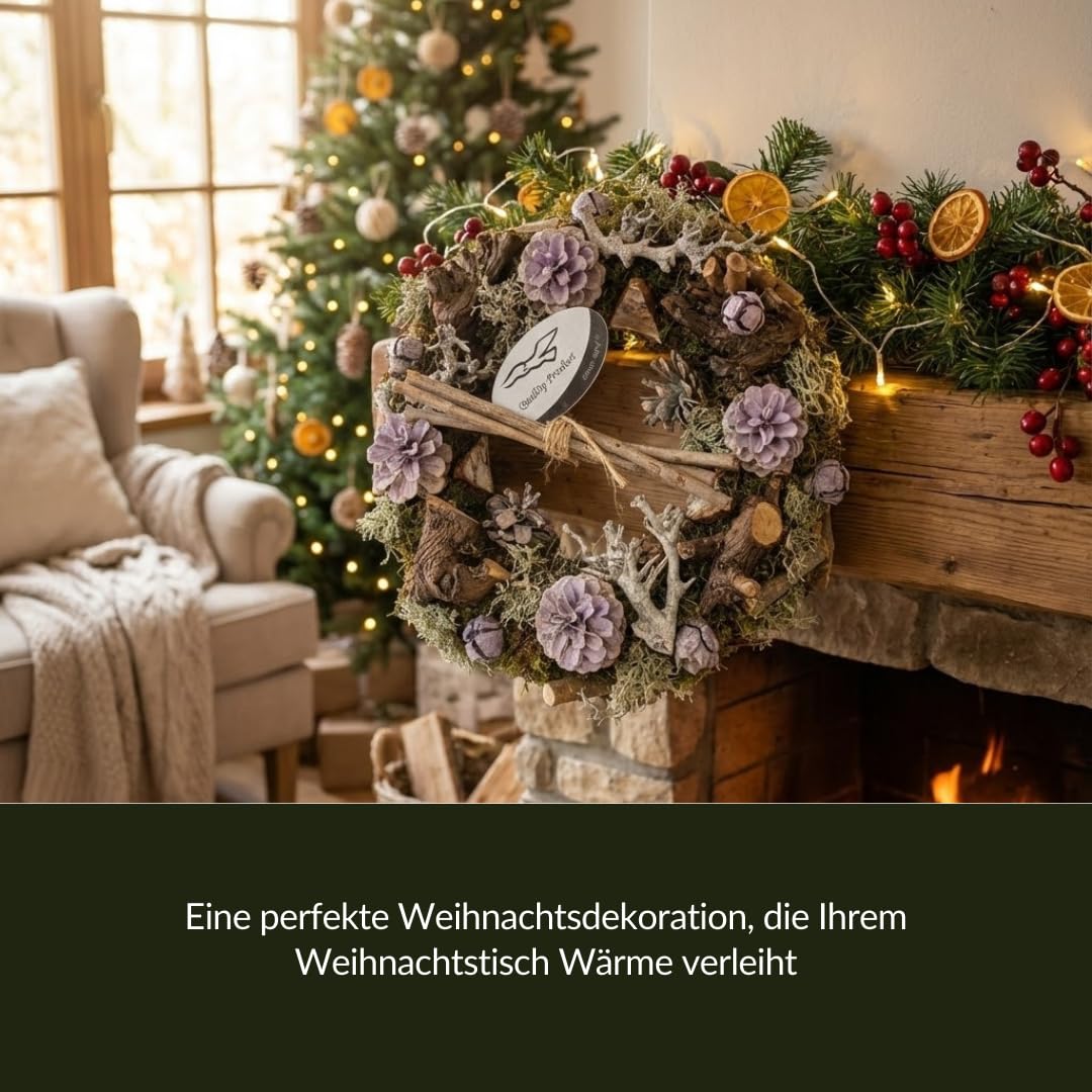 Türkranz Kranz de Luxe in Holzkiste - orange - Durchmesser 30 cm